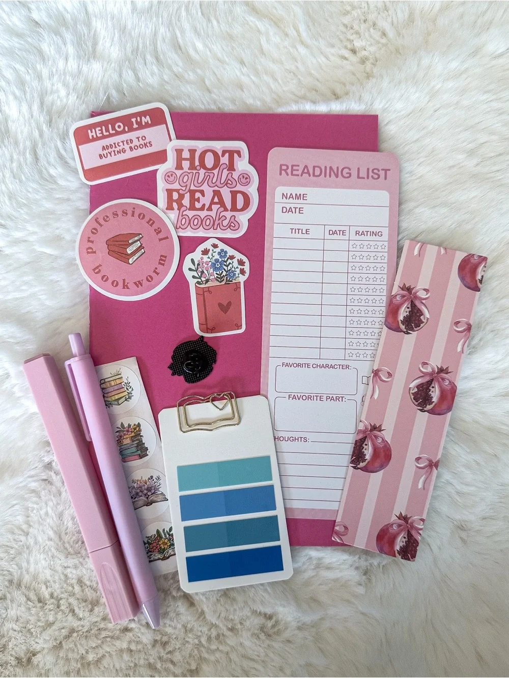 NEW Book Reading Journal Pink Girly Theme DIY Annotation Kit Set Booktok Preppy